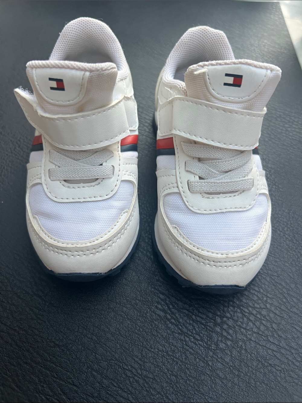 Tommy Hilfiger White Kids Sneakers with Red & Navy Accents
